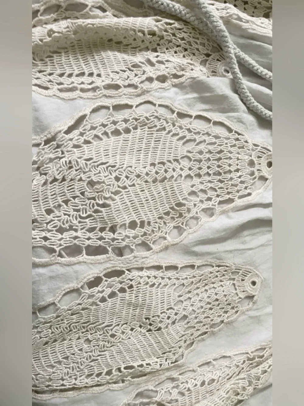 NWOT Anthropologie Stone Gray Cream A-line Knee Length Lace Skirt - Size 6